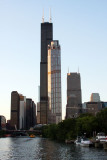 Sears Tower from the Chicago river and 311 South Wacker Drive, Chicago