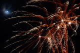 Moonshine over New Year fireworks display at Braås