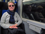 Margaret on the train in a tunnel .. A3900