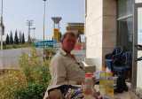 Mikael having a coffee in a bar in Asckelon south of Tel-Aviv
