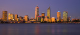 Perth skyline from across the river at dusk