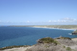 Perran bay from Cligga head with Penhale Point and Carters Rock far left