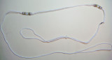 Lead 2 White Ird. cord with Ird. glass and olive green rondells