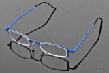 The blue eyeglasses !