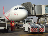 1708 25th August 08 Air Arabia preparing for pushback at Sharjah Airport.JPG