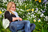 Naomi amongst the spring flowers