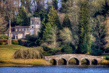 Bridge, cross, and church, Stourhead, Wiltshire