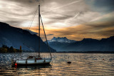 Small boat at dawn, Montreux