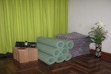 In the Yoga Studio, Cusco Peru, mats blankets and blocks