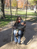 Mommy was scared to swing too high.