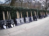Placards standing quietly
