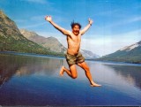 Amigo Jumping Into Lake Waterman Near End Of CDT HIke