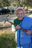 Teddy Boston WIth Her 1976 Camp 7 Down Bag ANd Wooden Ice Axe