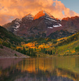 CO - Maroon Bells - Colored Sunrise