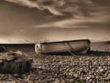 Boat at Chesil Cove in Sepia Tone