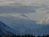 The ever-elusive Mt. McKinley is just peaking out of the clouds for us