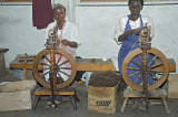 The raw wool is then washed, combed, died and then spun into yarn