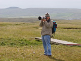 My husband  on the moorland of  Hermaness Hill