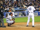Johnny Damon steps into the batter's box