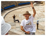 Tour Guide Lee at the Caesarea Amphitheatre