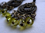 Antiqued Lime Green Dangle Earrings