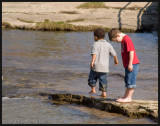 Boys exploring the stream