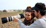 Cristian and his girlfriend taking photos in the Ebro Delta