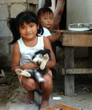 Girl With Bunny and Brother