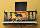 Bull banner displayed in balcony