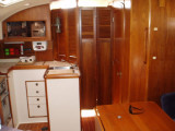 salon, aft cabin doors closed