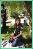 Fire Dept member at the farmers market.