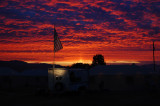 Montana sunrise with flag