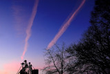 sunset contrails