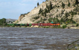 BNSFs Laurel-Pasco along the snow melt filled Yellowstone River. 5/30/09