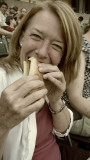 eating a hot dog