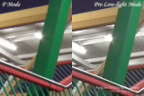 100% crop comparison (sharper image in Pro Low-light Mode)