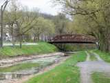 Trestle bridge from parking lot at Hancock to towpath