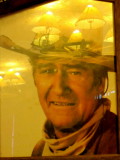 John Wayne photo with reflection at Willies BBQ