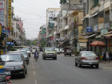 Busy street near our hotel in Phnom Pehn