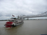 Riverboat Natchez with Crescent City Connection Bridge