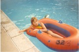 Erica on the pool raft