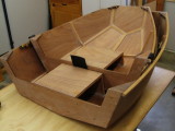 Halves nested; view from the center frames.  Black material is gasket to cushion halves.