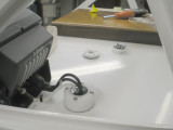 Larger clam passes connectors up to about 1.4 inches in OD.