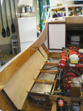 Port ceiling installed; cleats at the bottom edge will support floorboards