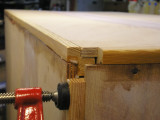 Corner detail of engine box in glueup; what happens when you omit wood needed to fill the corner!