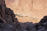 St Catherines Monastery from part way up Mt Sinai, Sinai