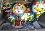 Transporting the balloons.