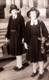 Ciss the schoolgirl with Hope Ault on Museum Steps after swimming 1939