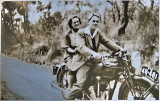 Grandma Dorothy Parr (Dolly) and Uncle Frank Parr on a magnificent Velocette Motorcycle