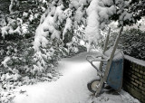 wheelbarrow in snow